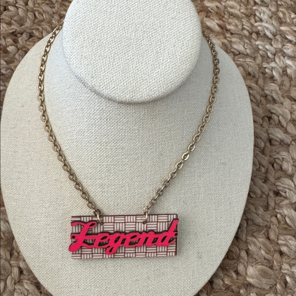 Gold Chain Necklace with Pink 'Legend' Pendant custom made on Etsy